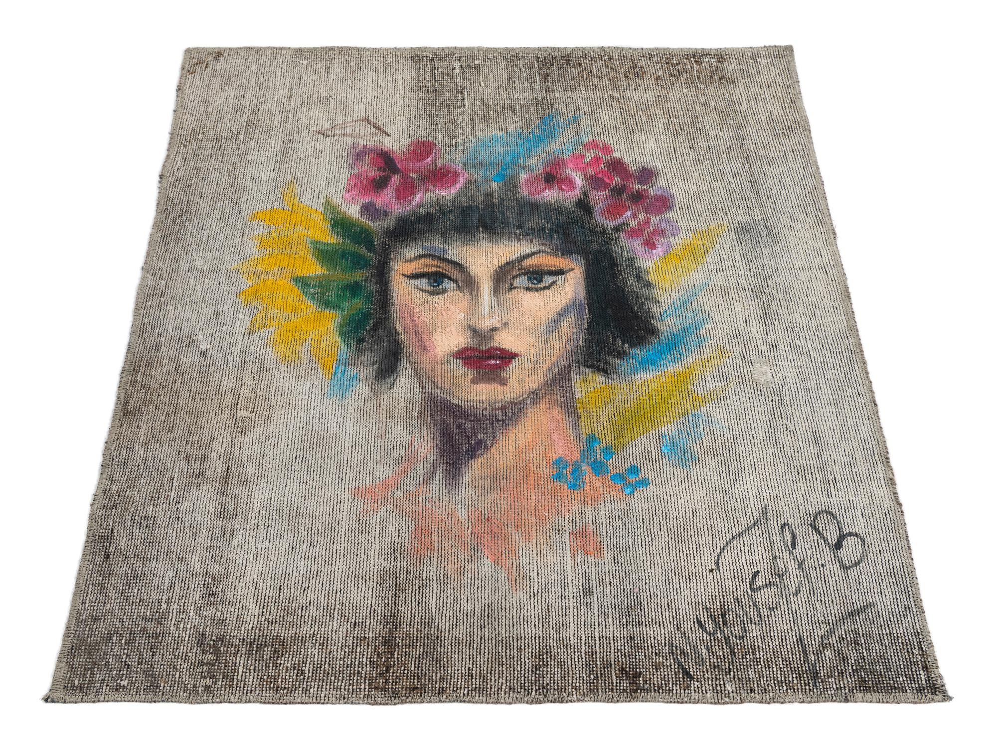 3' 3 x 3' 8 Hand Knotted Ultra Vintage Persian Wool Square Rug