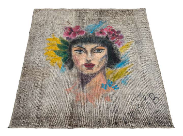 3' 3 x 3' 8 Hand Knotted Ultra Vintage Persian Wool Square Rug