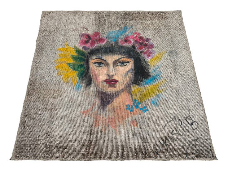 Detail image of 3' 3 x 3' 8 Hand Knotted Ultra Vintage Persian Wool Square Rug