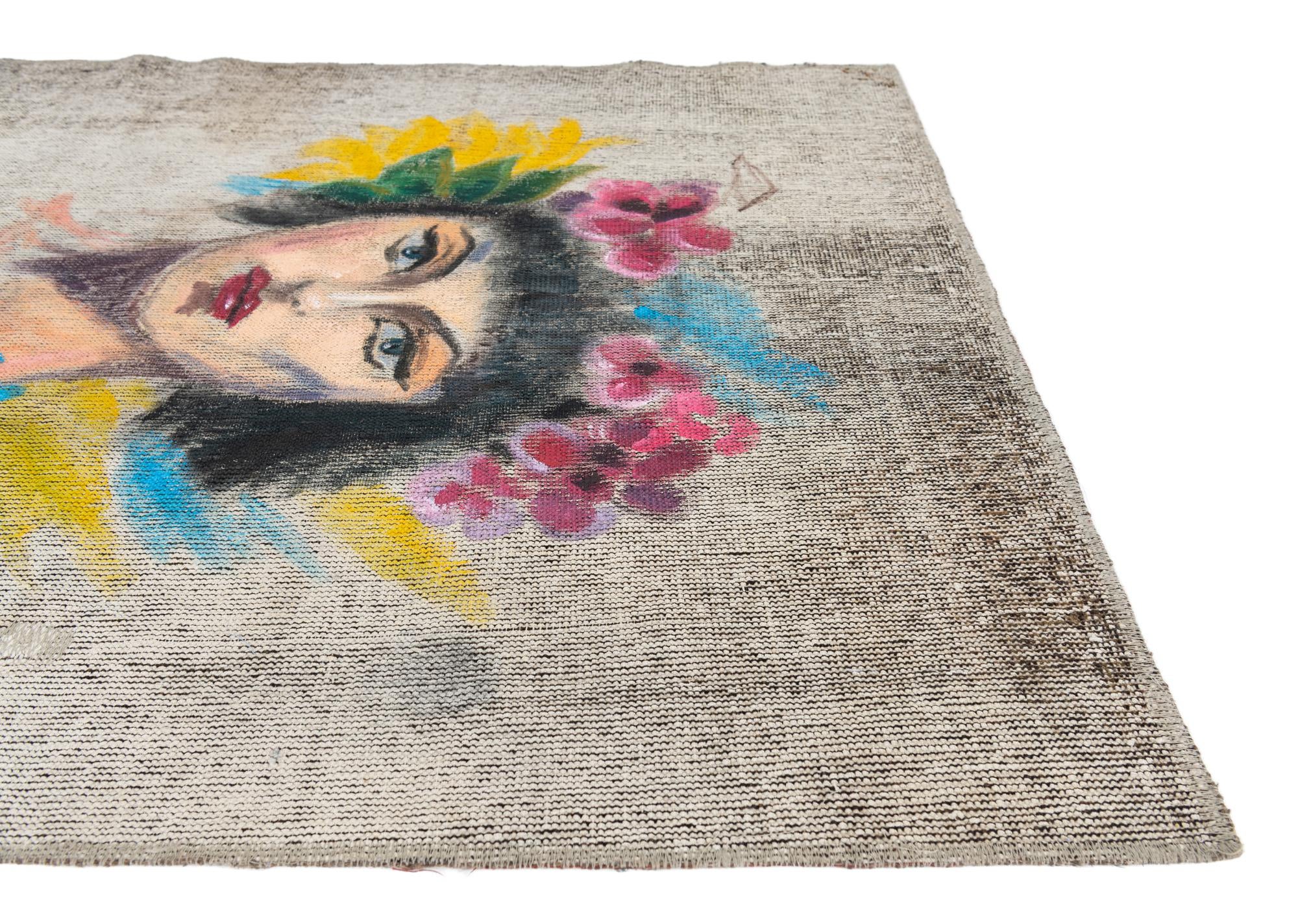 3' 3 x 3' 8 Hand Knotted Ultra Vintage Persian Wool Square Rug