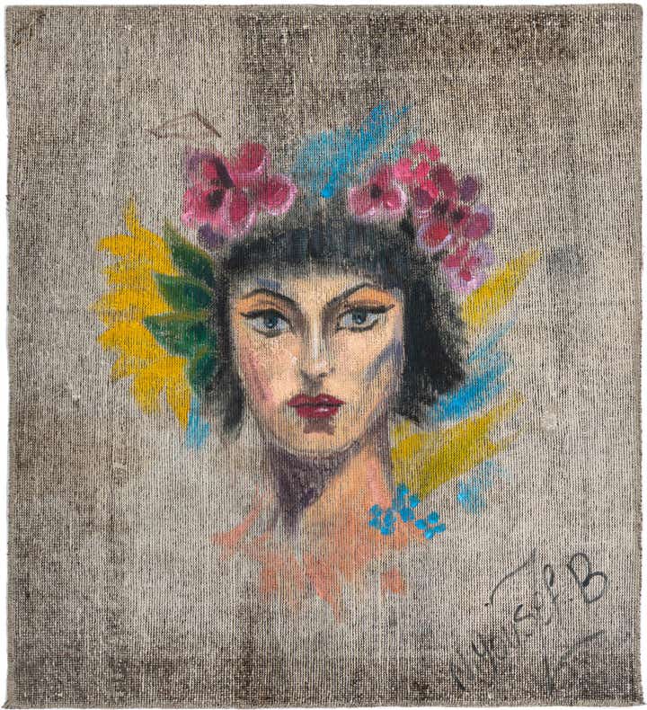 3' 3 x 3' 8 Hand Knotted Ultra Vintage Persian Wool Square Rug