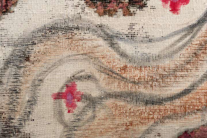 3' 9 x 4' 2 Hand Knotted Ultra Vintage Persian Wool Square Rug