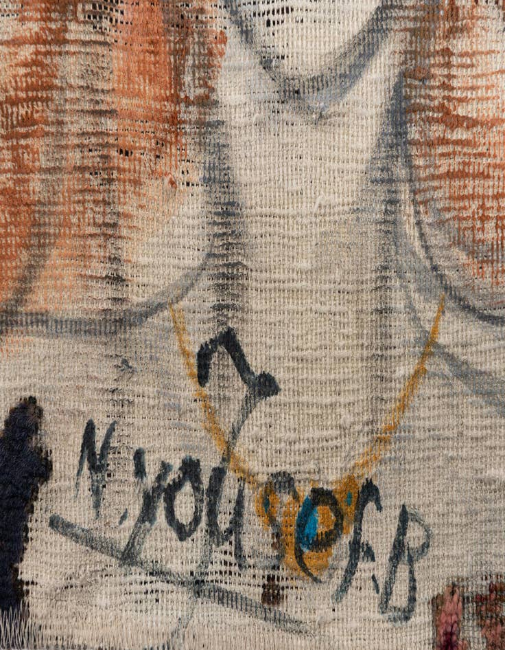 Detail image of 3' 9 x 4' 2  Hand Knotted Ultra Vintage Persian Wool Square Rug