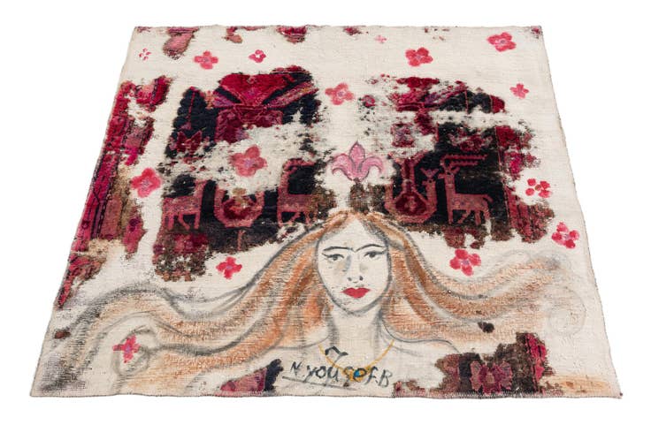 Detail image of 3' 9 x 4' 2 Hand Knotted Ultra Vintage Persian Wool Square Rug