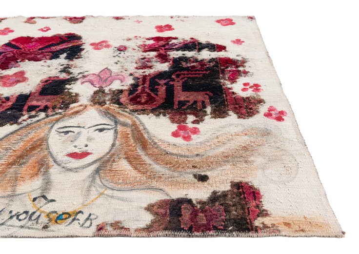 Detail image of 3' 9 x 4' 2 Hand Knotted Ultra Vintage Persian Wool Square Rug