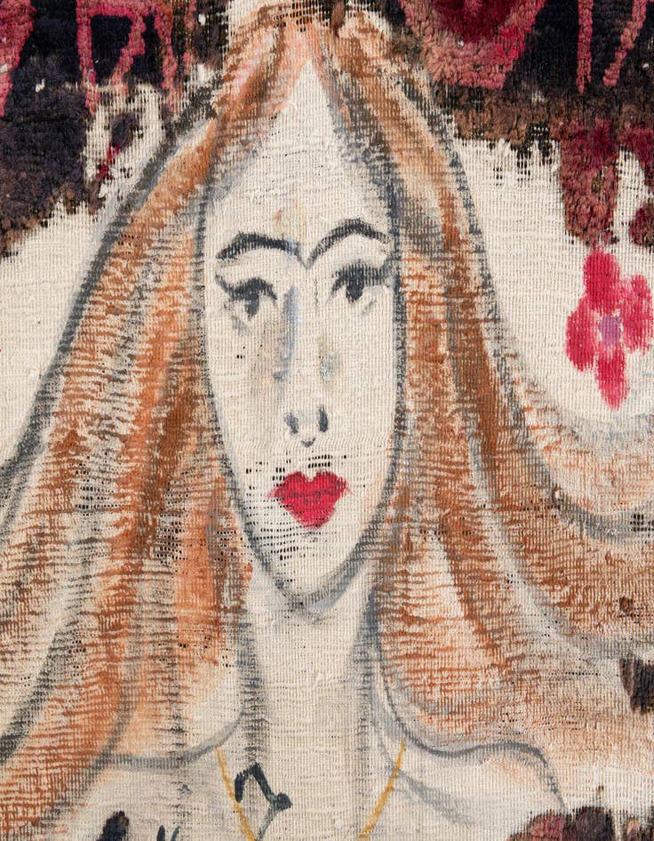 Detail image of 3' 9 x 4' 2  Hand Knotted Ultra Vintage Persian Wool Square Rug