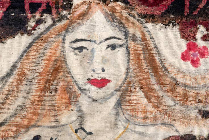 Detail image of 3' 9 x 4' 2 Hand Knotted Ultra Vintage Persian Wool Square Rug