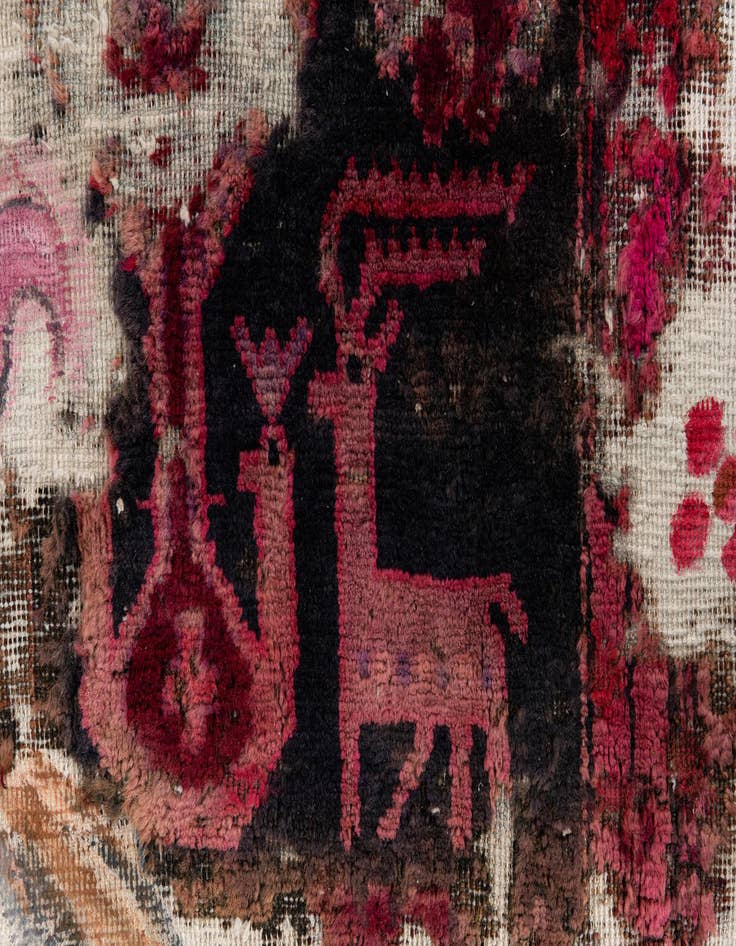 Detail image of 3' 9 x 4' 2  Hand Knotted Ultra Vintage Persian Wool Square Rug