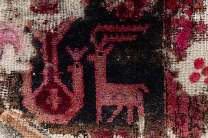 3' 9 x 4' 2 Hand Knotted Ultra Vintage Persian Wool Square Rug