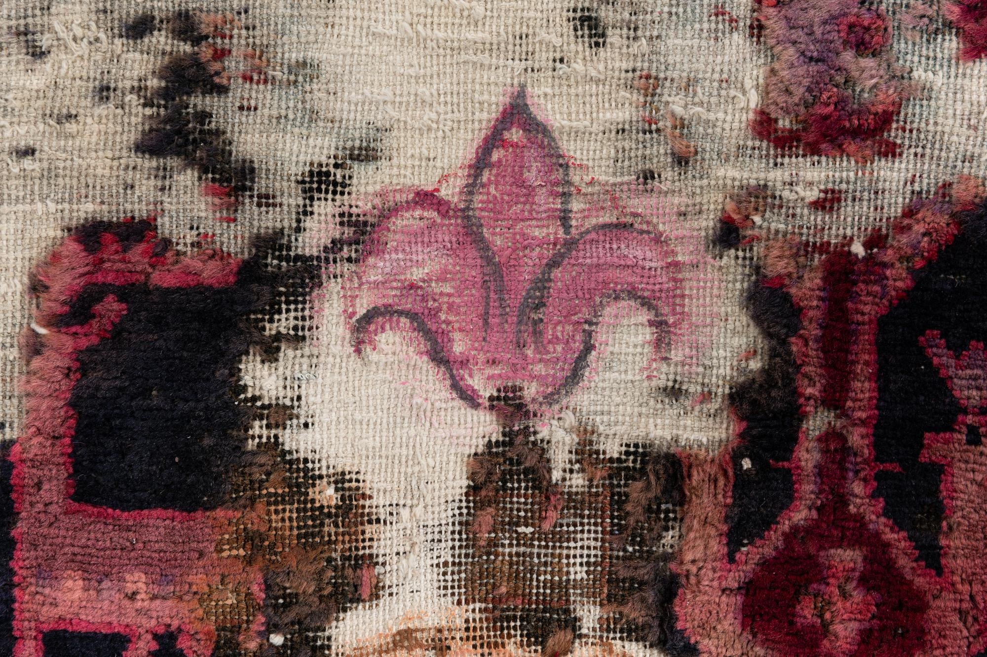 3' 9 x 4' 2 Hand Knotted Ultra Vintage Persian Wool Square Rug