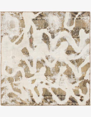 3' 4 x 3' 6 Hand Knotted Ultra Vintage Persian Wool Square Rug