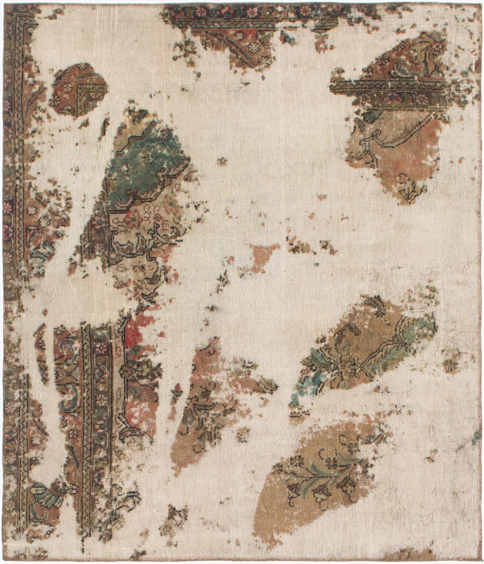 5' x 5' 10  Hand Knotted Ultra Vintage Persian Wool Square Rug