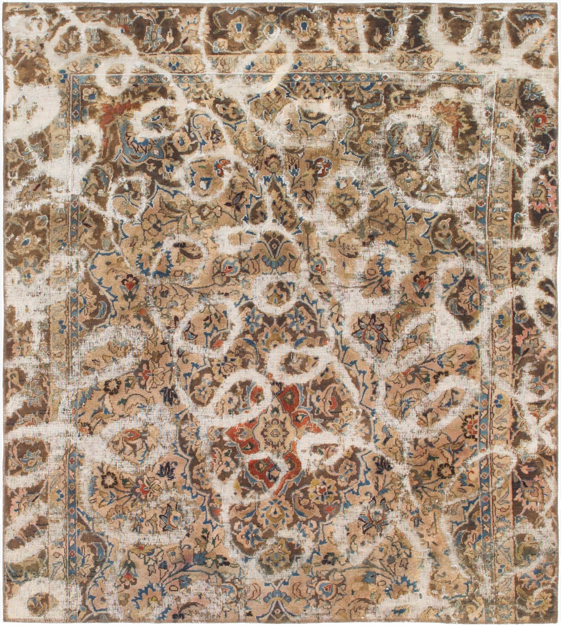 5' 6 x 6' 4  Hand Knotted Ultra Vintage Persian Wool Square Rug