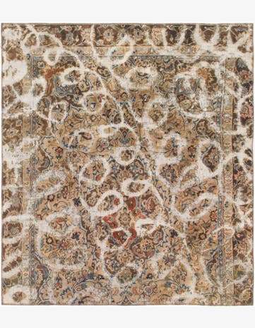 5' 6 x 6' 4 Hand Knotted Ultra Vintage Persian Wool Square Rug