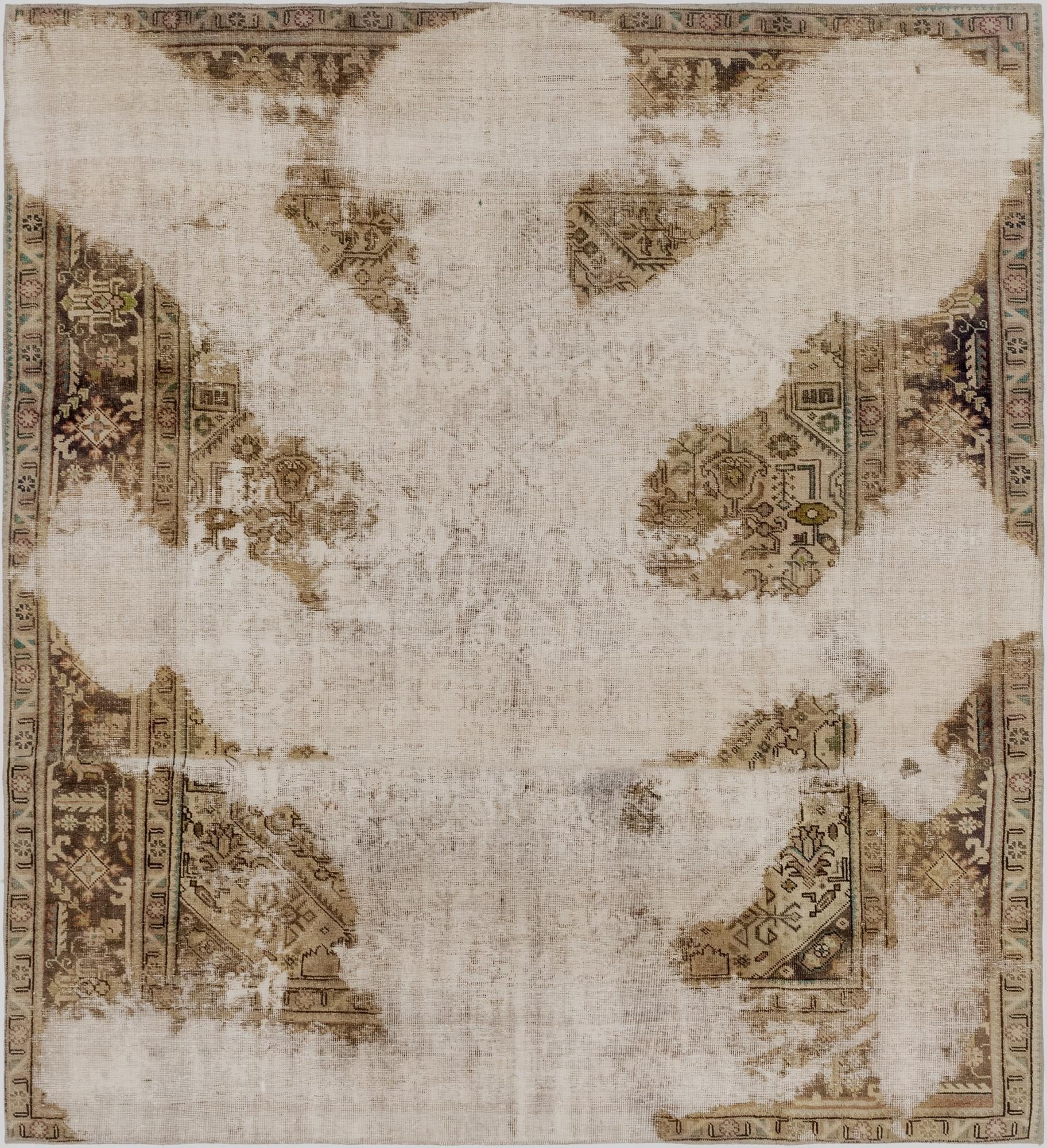 8' x 8' 9  Hand Knotted Ultra Vintage Persian Wool Square Rug