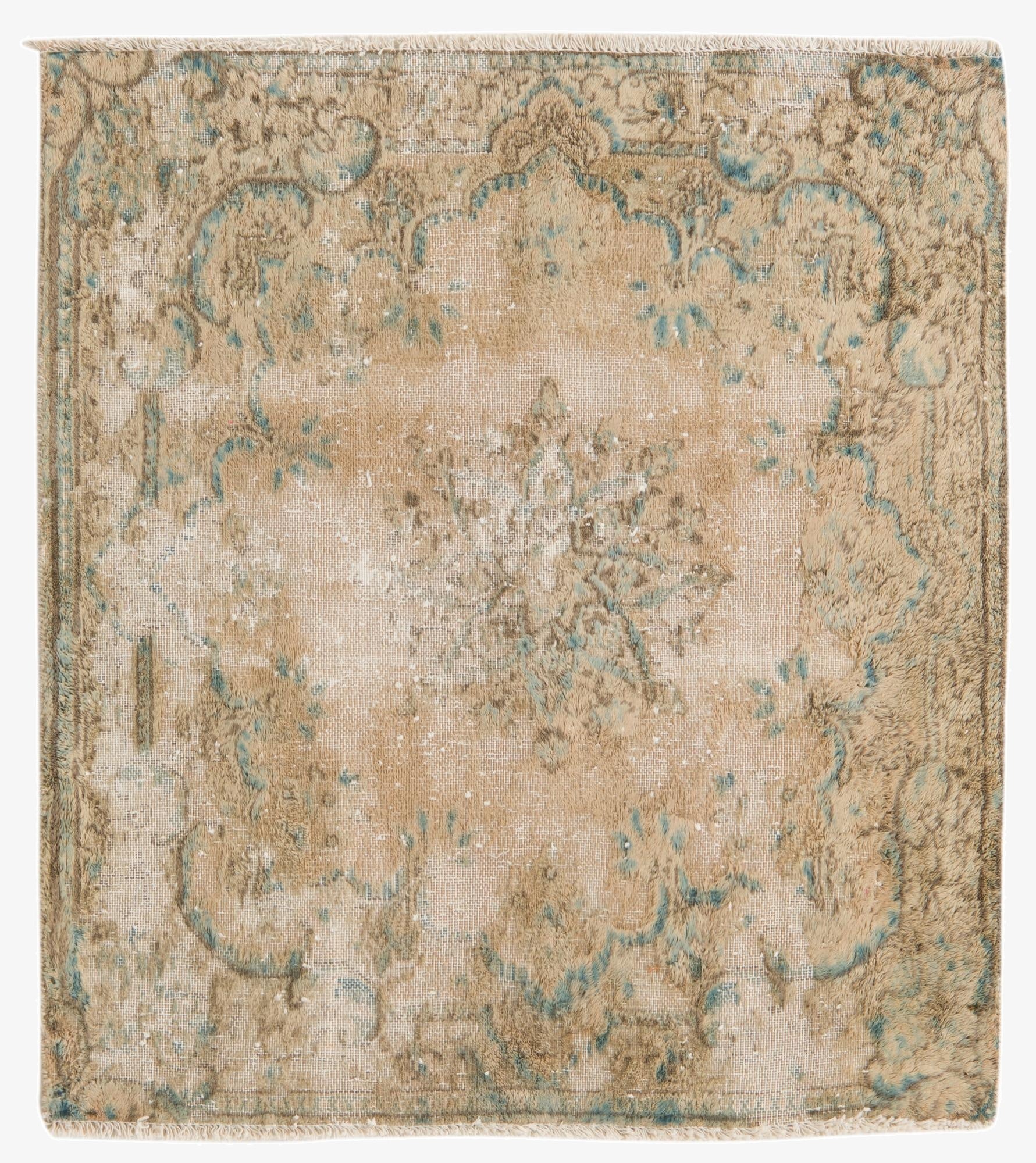 2' 8 x 3'  Hand Knotted Ultra Vintage Persian Wool Square Rug