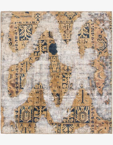 4' 8 x 5' 3 Hand Knotted Ultra Vintage Persian Wool Square Rug