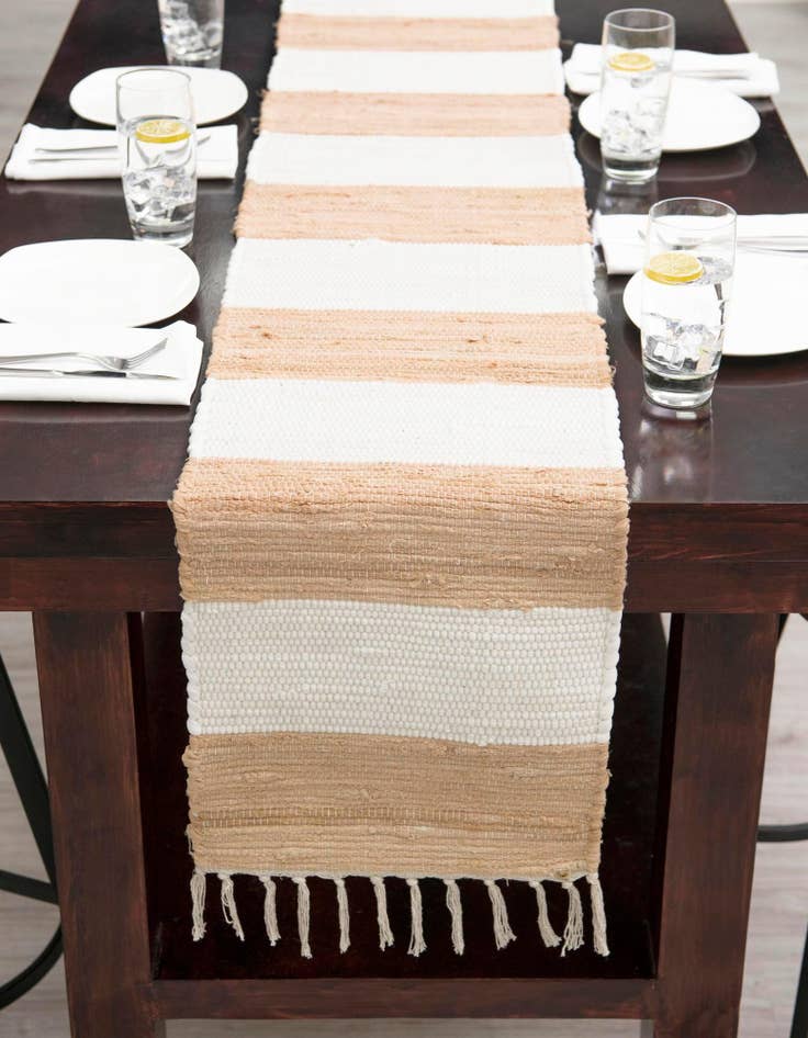 Detail image of 1' 2 x 8'  Hand Woven Chindi Rag Table Runner Rug