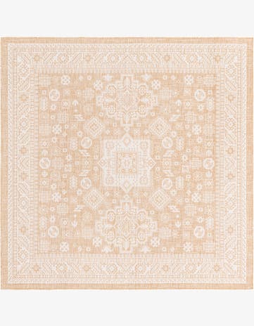 7' 10 x 7' 10 Bellamy · Geometric medallion Outdoor Rug, natural and ivory