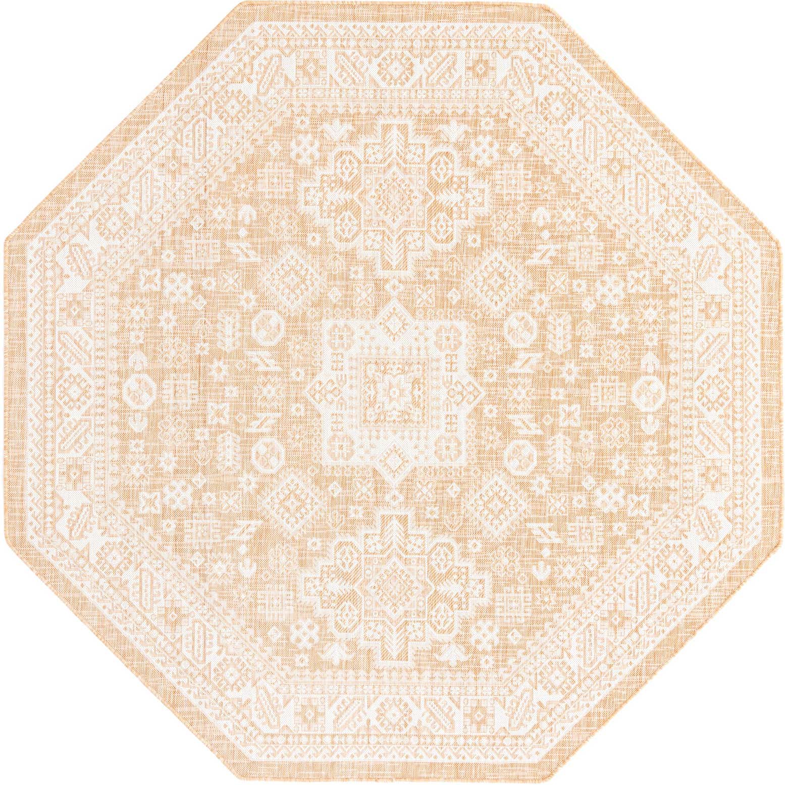 7' 10 x 7' 10 Bellamy · Geometric medallion Outdoor Rug, natural and ivory