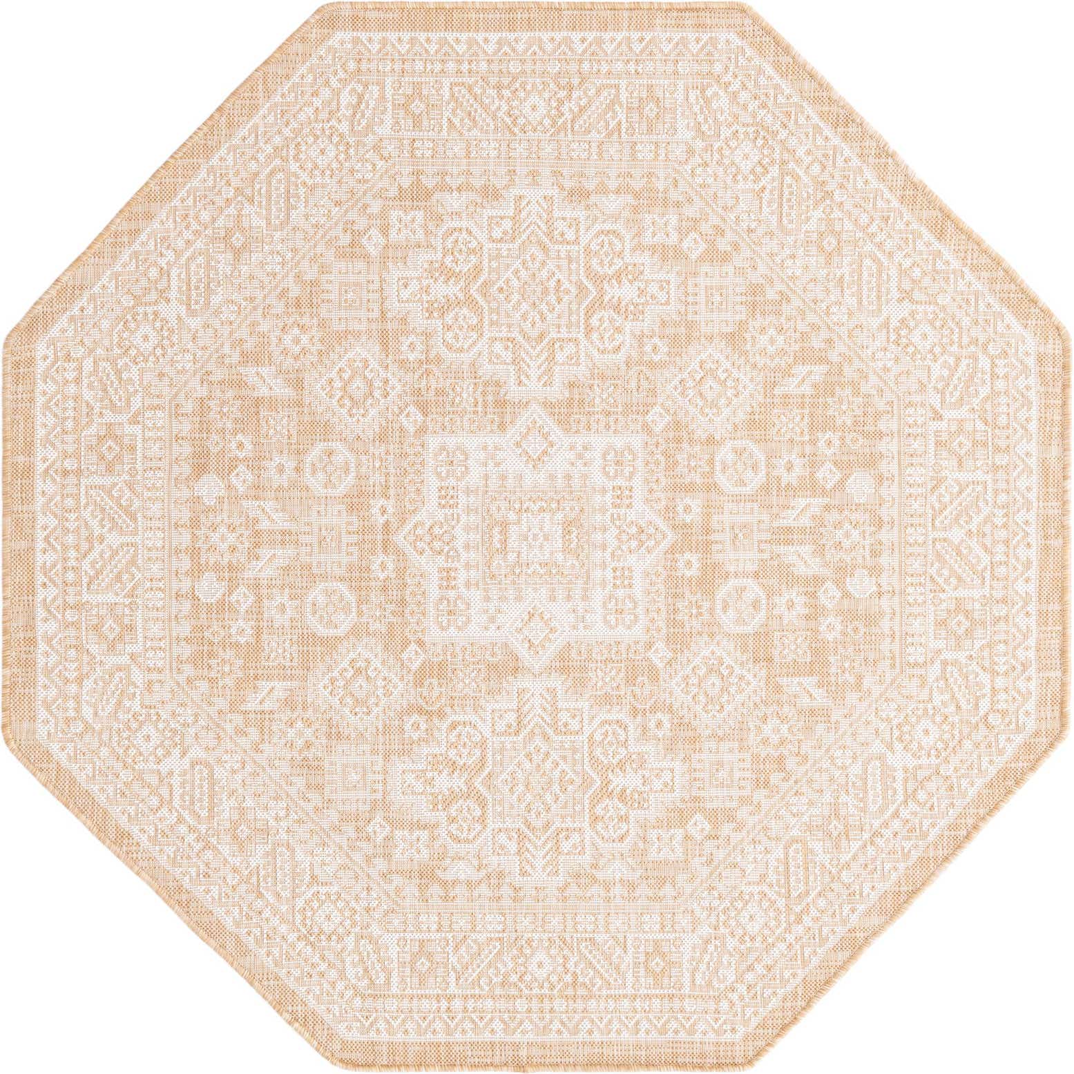 5' 3 x 5' 3 Bellamy · Geometric medallion Outdoor Rug, natural and ivory