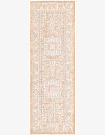 2' x 6' Bellamy · Geometric medallion Outdoor Rug, natural and ivory