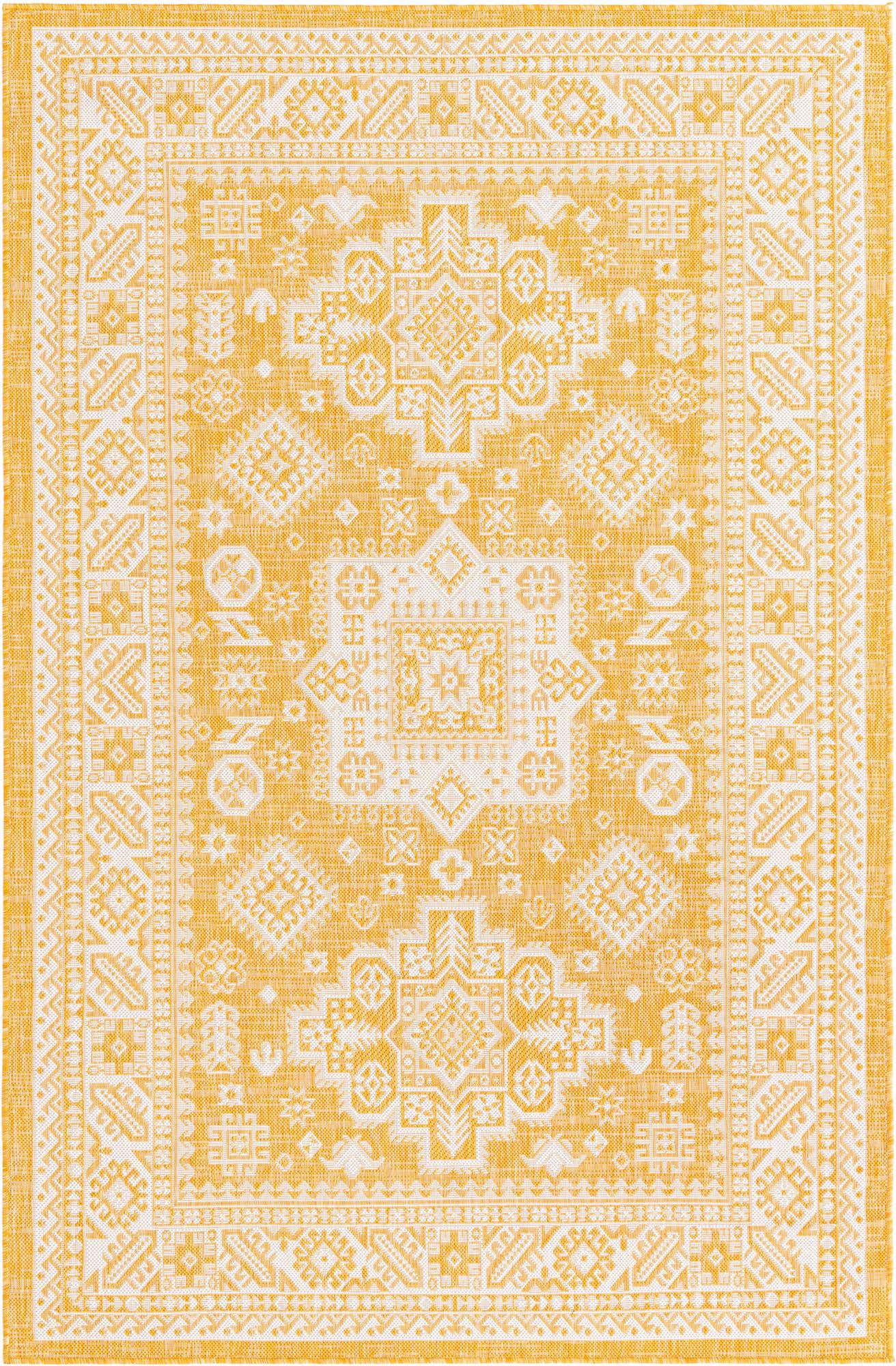 5' 3 x 8' Bellamy · Border Outdoor Rug, yellow