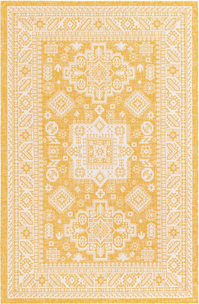 5' 3 x 8' Bellamy · Border Outdoor Rug, yellow