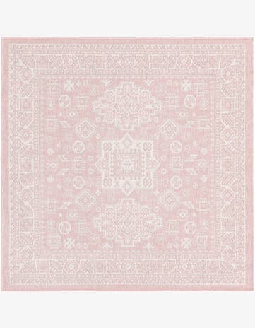 5' 3 x 5' 3 Bellamy · Border Outdoor Rug, pink