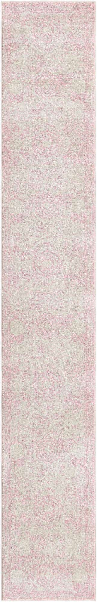 2' x 13' Benedict · Faded medallion rug, pink and ivory