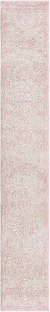 2' x 13' Benedict · Faded medallion rug, pink and ivory
