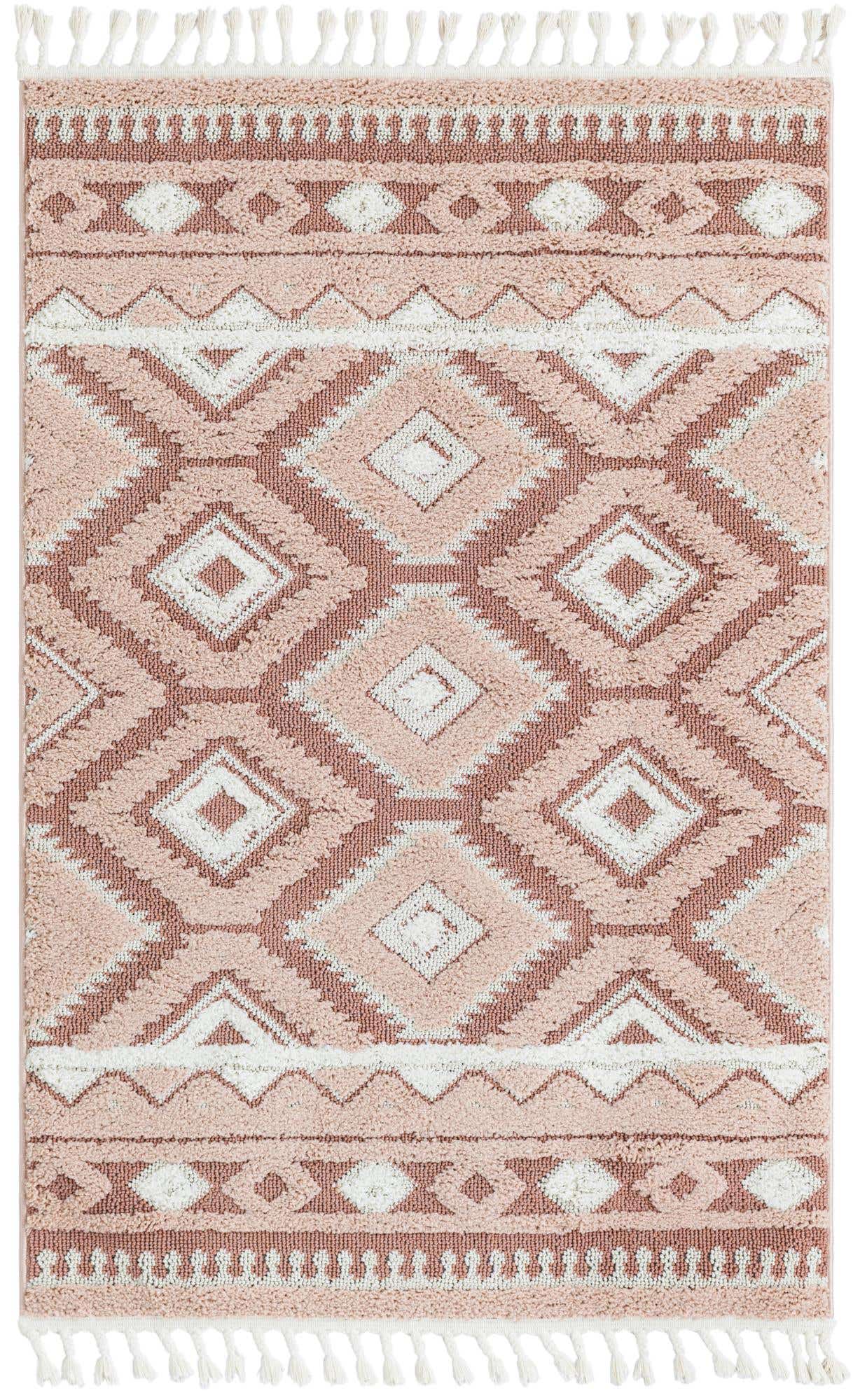 4' x 6' Bernard · Border rug, pink