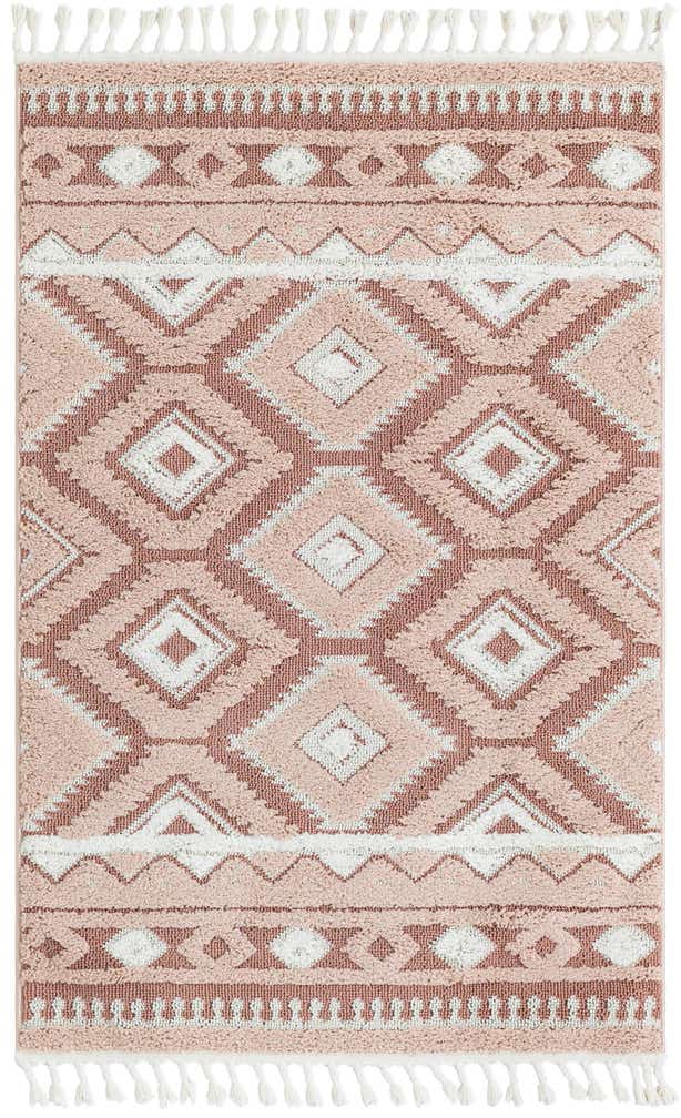 4' x 6' Bernard · Border rug, pink