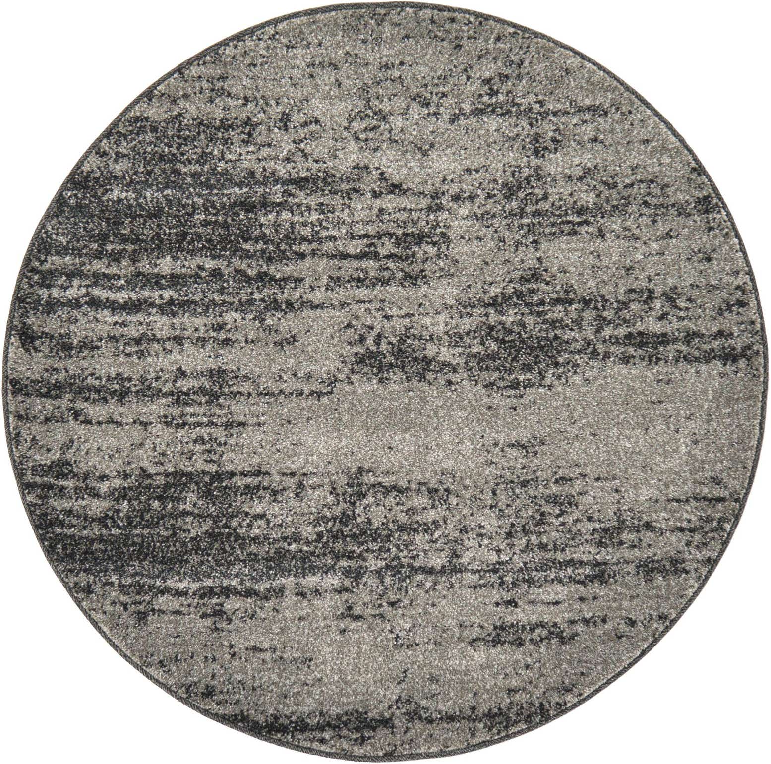 3' x 3' Bisbee · Abstract rug, gray and black