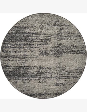 3' x 3' Bisbee · Abstract rug, gray and black