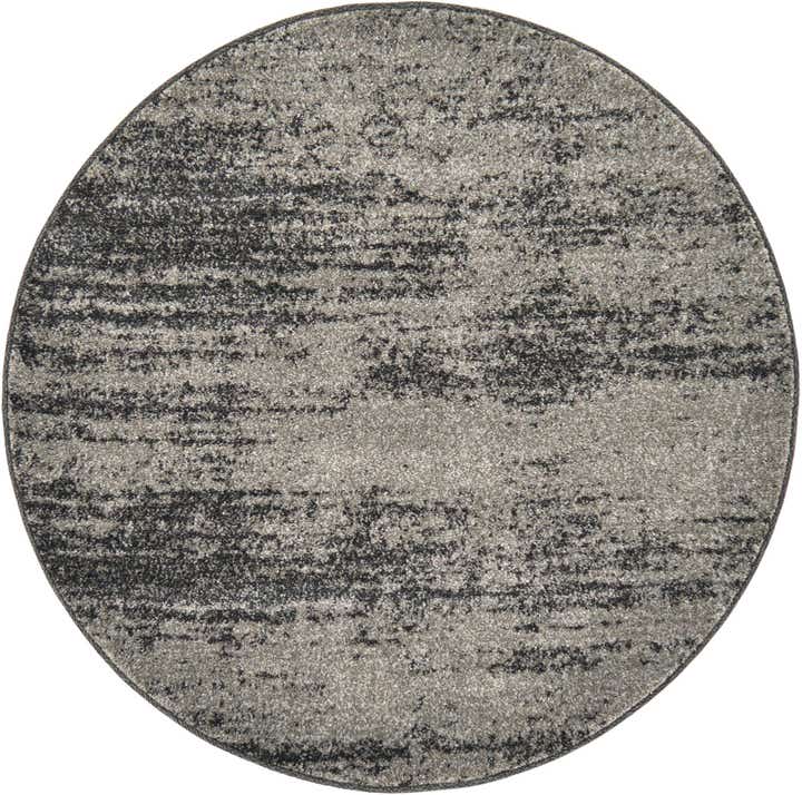 3' x 3' Bisbee · Abstract rug, gray and black