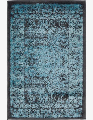 Black and Blue Ankara Rug