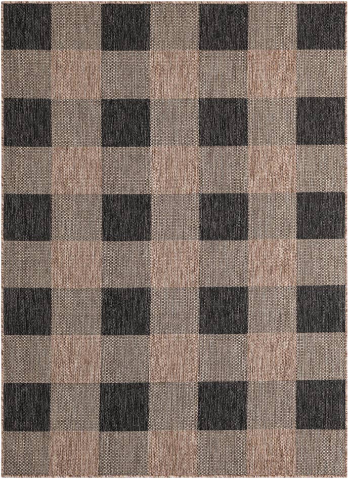 Detail image of 5' 3 x 7' Easy-Clean Checkered Indoor / Outdoor Rug
