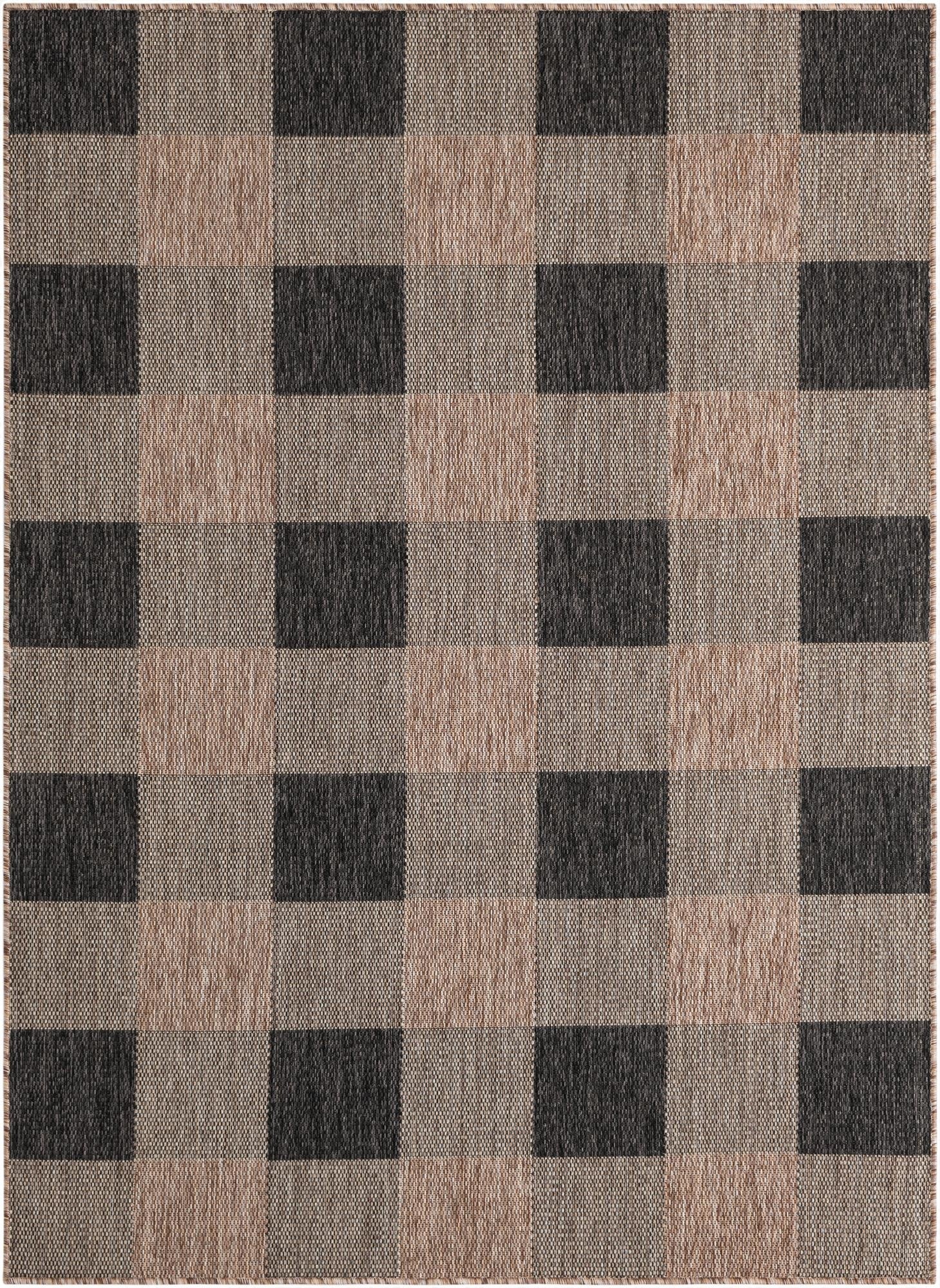 5' 3 x 7'  Washable Checkered Indoor / Outdoor Rug