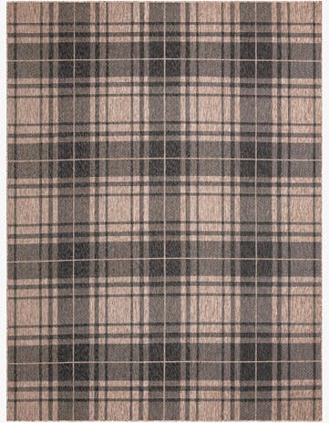Black and Brown Easy-Clean Checkered Indoor / Outdoor Rug