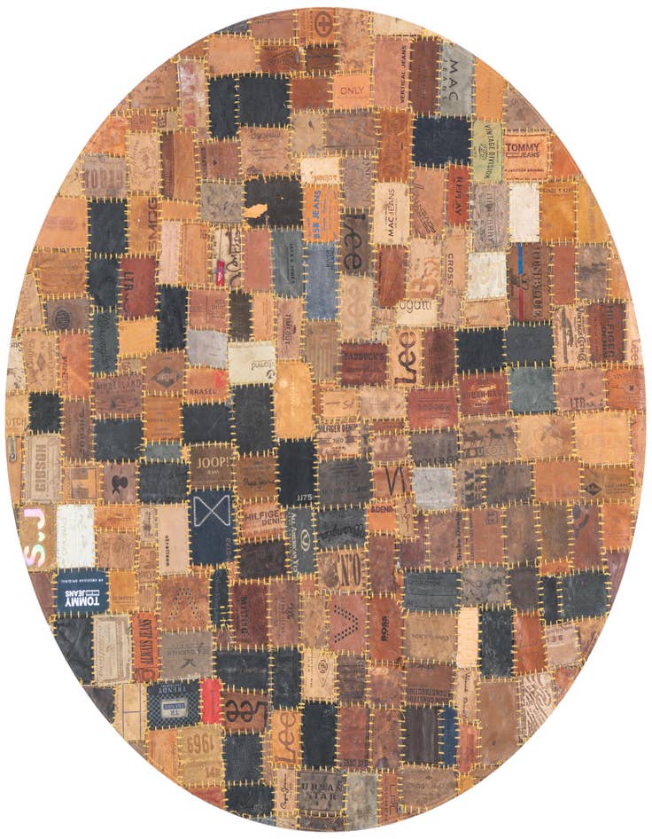 Detail image of 3' 1 x 3' 1 Jean Leather Tag Round Rug