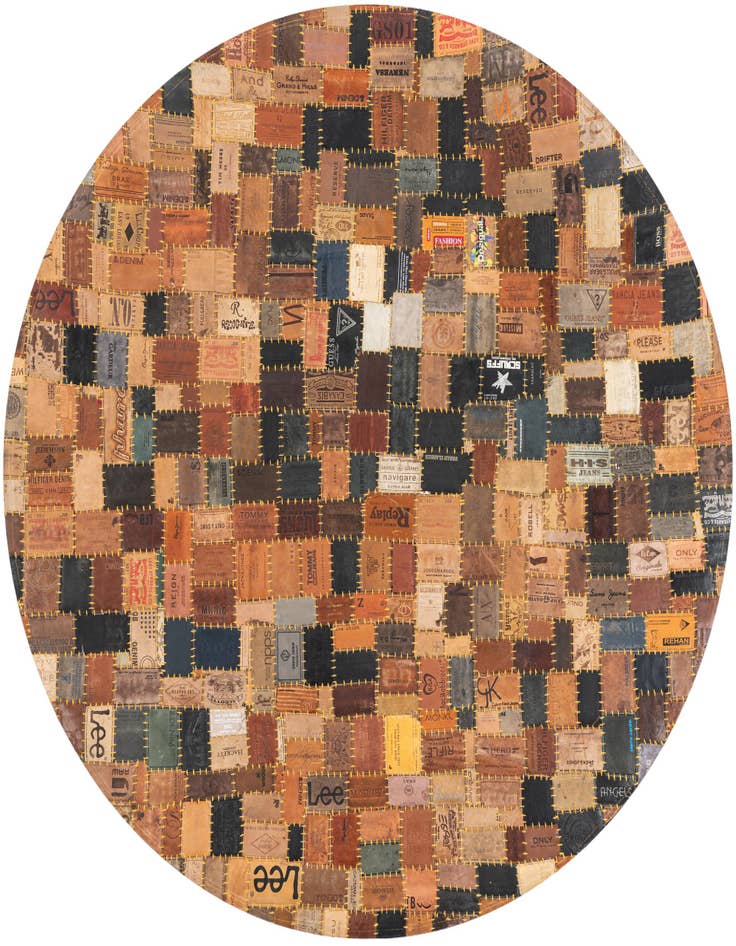 Detail image of 4' 1 x 4' 1 Jean Leather Tag Round Rug