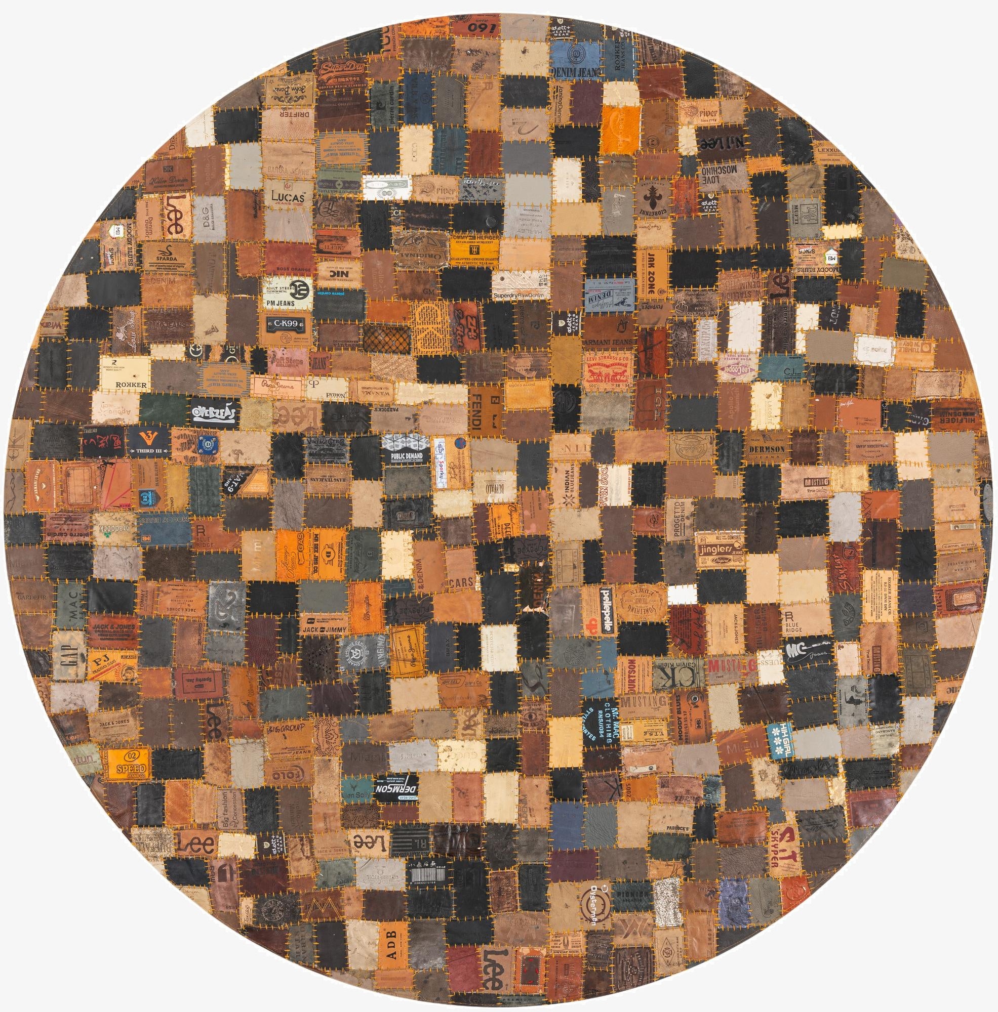 5' 1 x 5' 1 Jean Leather Tag Round Rug