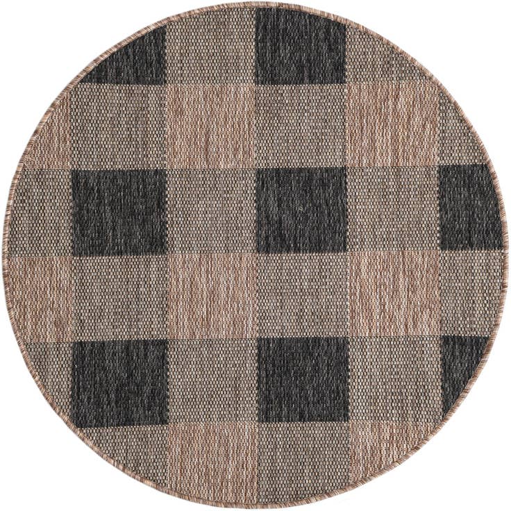Detail image of 3' x 3' Easy-Clean Checkered Indoor / Outdoor Round Rug