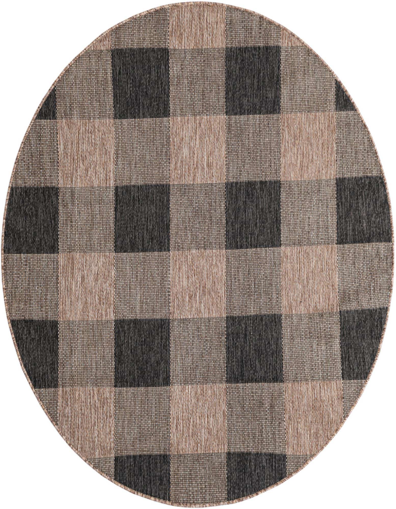 6' x 6' Easy-Clean Checkered Indoor / Outdoor Round Rug