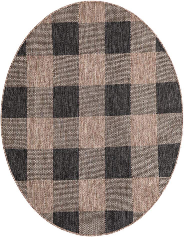 Detail image of 6' x 6' Easy-Clean Checkered Indoor / Outdoor Round Rug