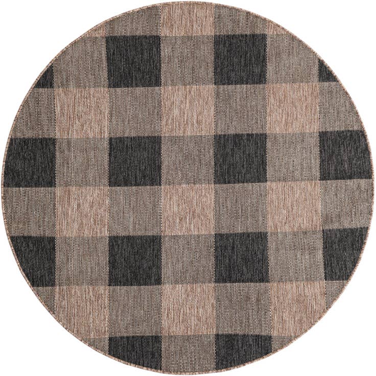 Detail image of 6' x 6' Easy-Clean Checkered Indoor / Outdoor Round Rug