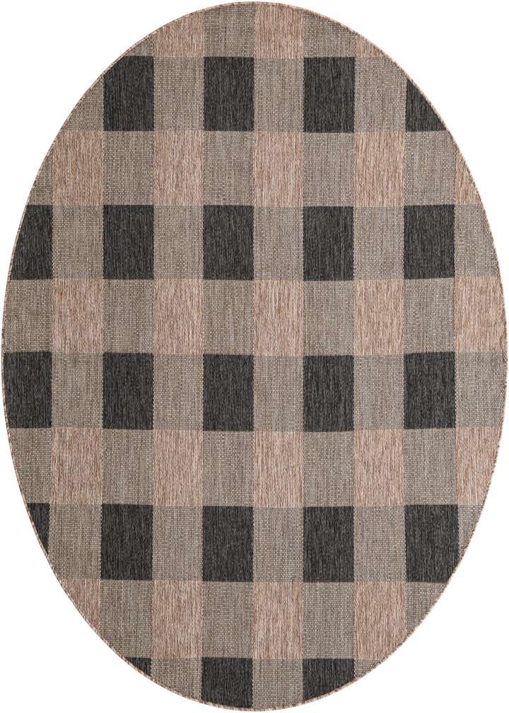 7' 10 x 7' 10 Easy-Clean Checkered Indoor / Outdoor Round Rug