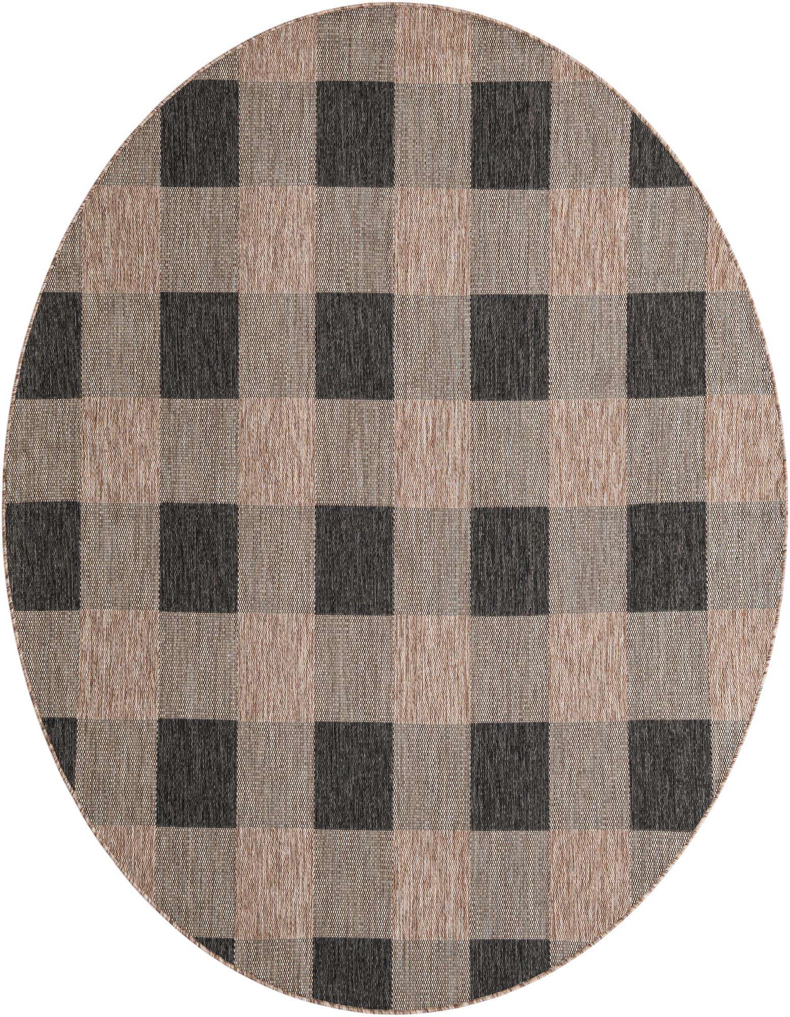 7' 10 x 7' 10 Easy-Clean Checkered Indoor / Outdoor Round Rug