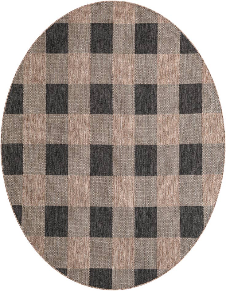 Detail image of 7' 10 x 7' 10 Easy-Clean Checkered Indoor / Outdoor Round Rug